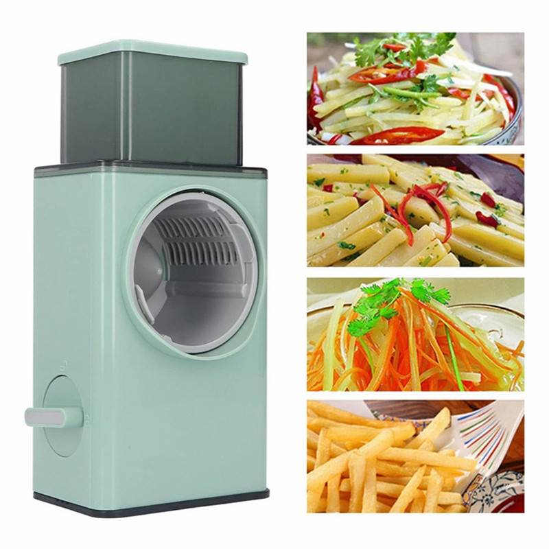 Mandoline Slicer - 手動回転式チーズグレーター、野菜シュレッダー、スライサー（3枚刃付き）、キッチン用スピードマンドリンスライサー（ポテト、ズッキーニ、ナッツ用）