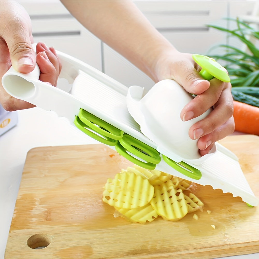 Mandoline Slicer - マンドリンスライサー ステンレス製野菜スライサー 5枚刃とハンドプロテクター付き ジュリエンヌスライサー ポテト・ニンジン用カッター