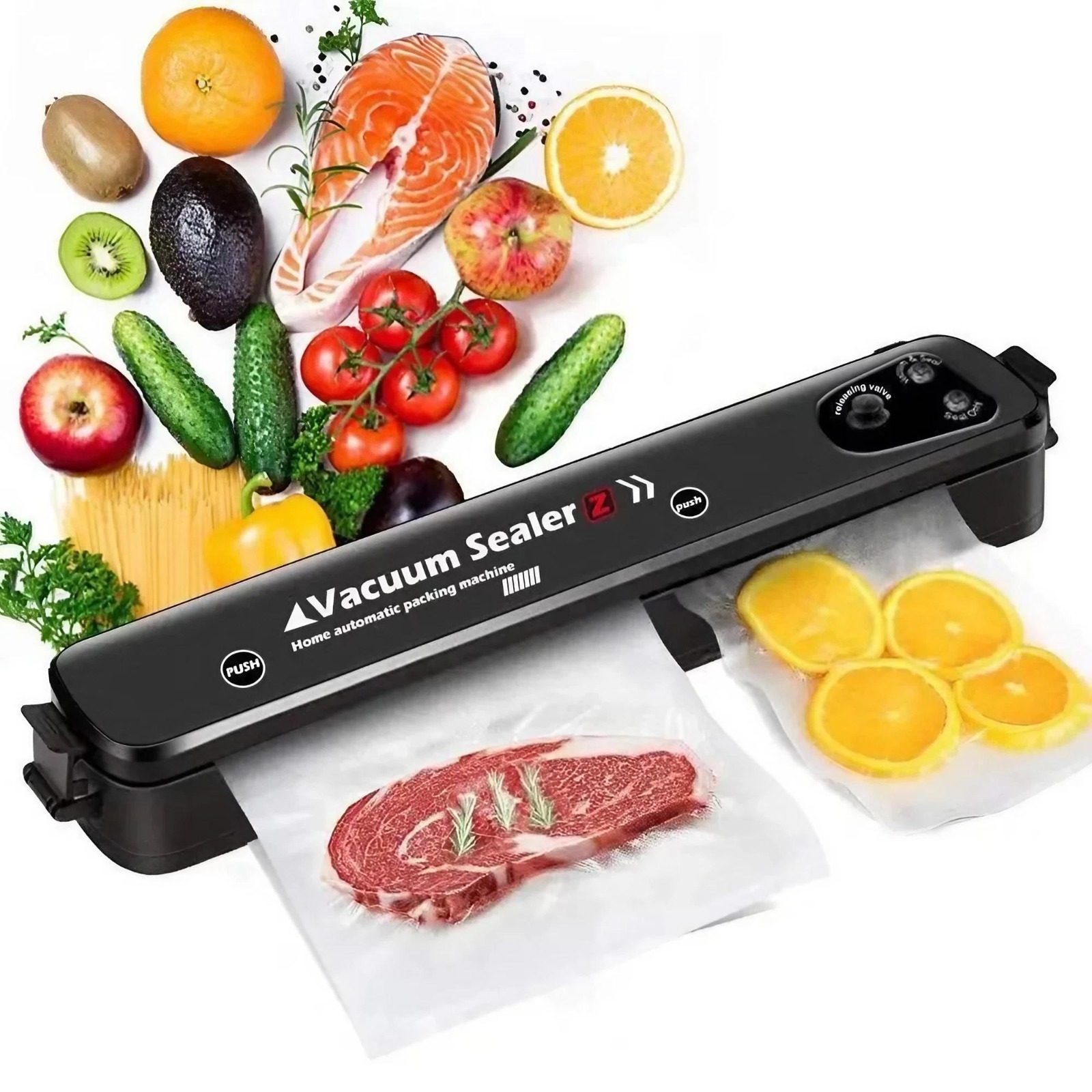 Kitchen Gadgets Home Party - 自動真空シーラーマシン ポータブルフードセーバー 15枚の袋付き コンパクトなキッチン収納ツール 家庭用真空調理器 乾燥食品