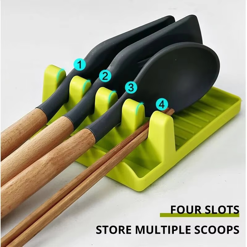 Kitchen Gadgets Rack - 1個入り滑り止めプラスチック製キッチンスプーンホルダー、カトラリーラック、カウンタートップオーガナイザー（箸、スパチュラ、スープスプーン、鍋蓋用）