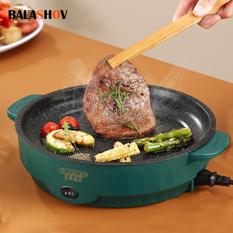 Kitchen Gadgets Smart - 電気マルチクッカー電気フライパン 220V 家庭用バーベキュー揚げステーキ魚オムレツフライパンノンスティック調理機