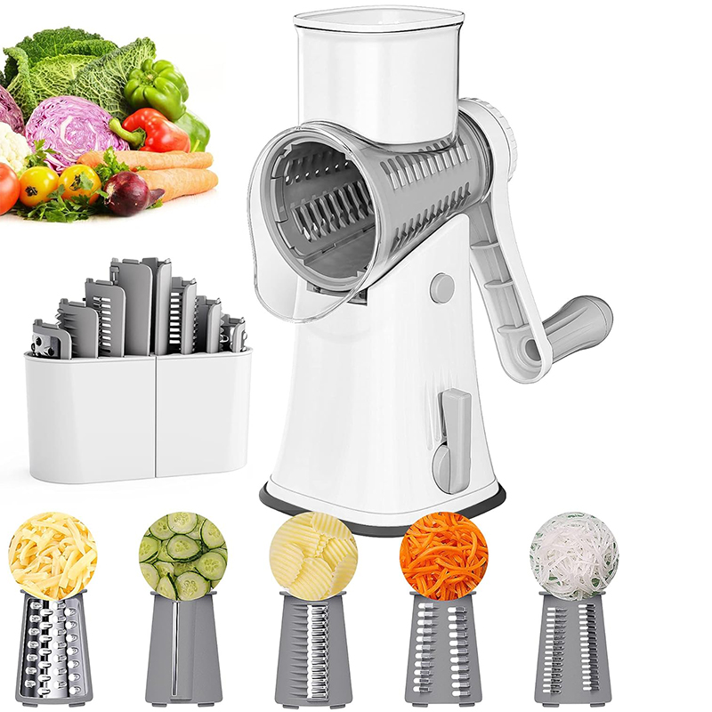 Mandoline Slicer - LMETJMA 5 in 1 ロータリーチーズおろし金シュレッダーキッチンマンドリン野菜千切りスライサーワッフルカッターナットチョッパー JT247