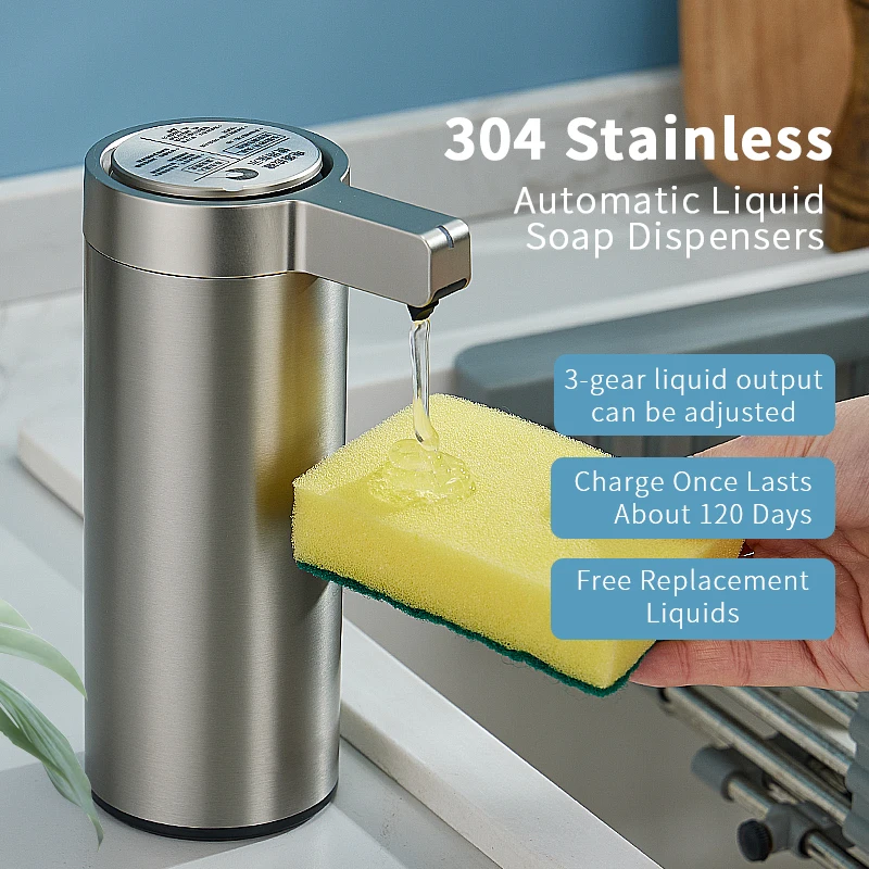 Kitchen Gadgets Smart - 270ml キッチンソープマシン自動センサー付きハンドサニタイザースマート電動ボディウォッシュソープディスペンサー 304ステンレス鋼