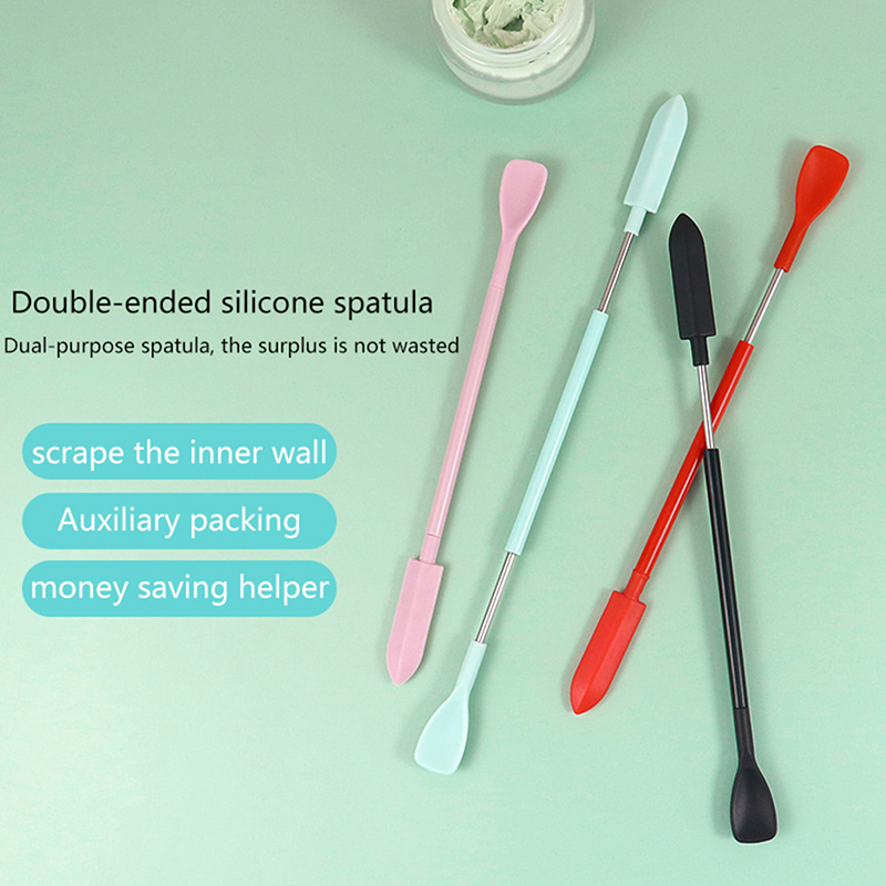 Silicone Spatula Set - ダブルヘッドシリコンスクレーパーセット,ミニヘラ,メイクアップツール,ディープボトル,化粧品,ジャム,1個