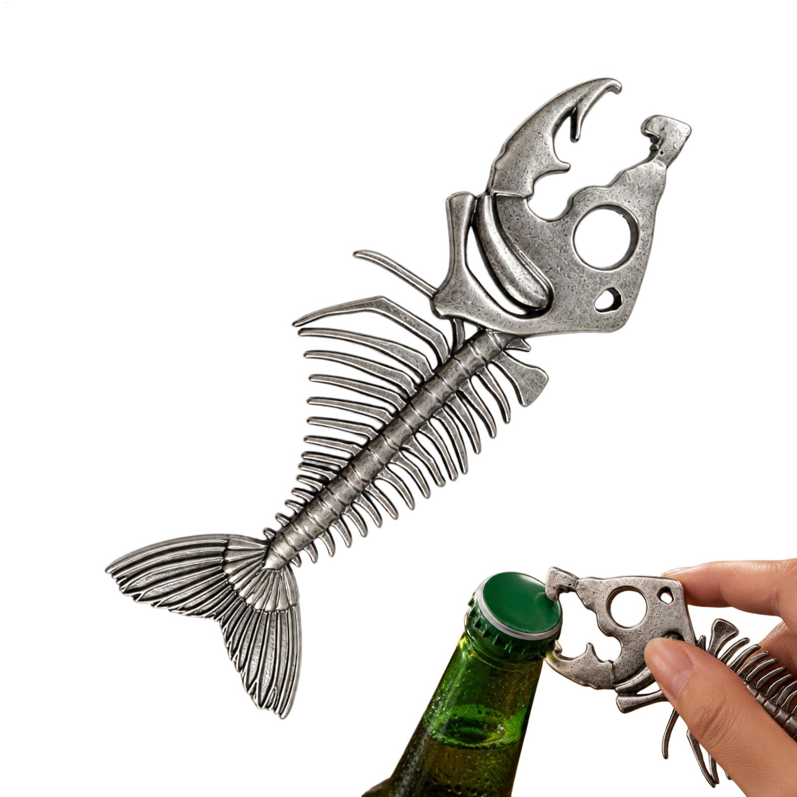 Kitchen Gadgets Home Party - 魚の骨型ボトルオープナー、クリエイティブな合金製ビール缶オープナー、バーツール、キッチンガジェット、BBQパーティー、キャンプ用品、ユニークなホームデコレーション