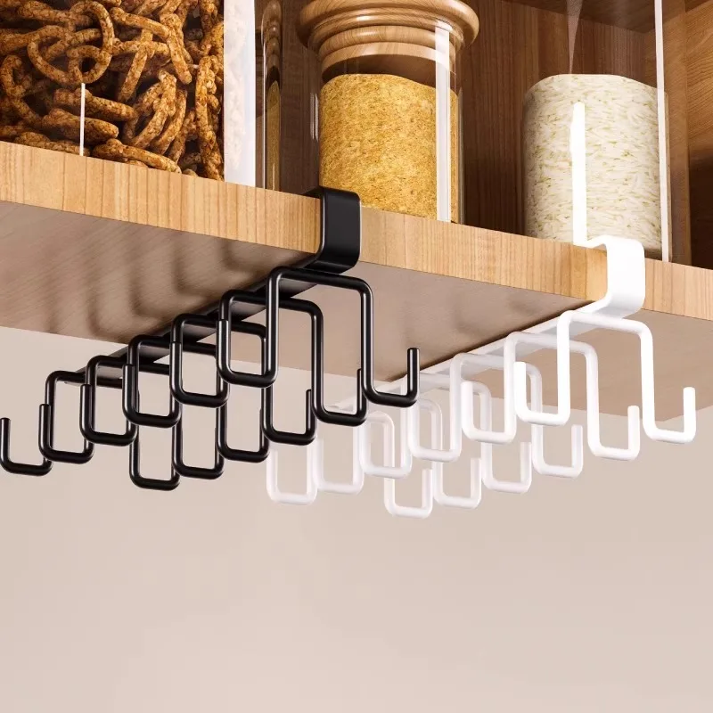 Kitchen Gadgets Rack - 新しい1個穴なしキッチンフックラック、鉄製2列フック吊り下げロッド、キッチン用品ラック、スプーンとシャベルラック、壁掛け