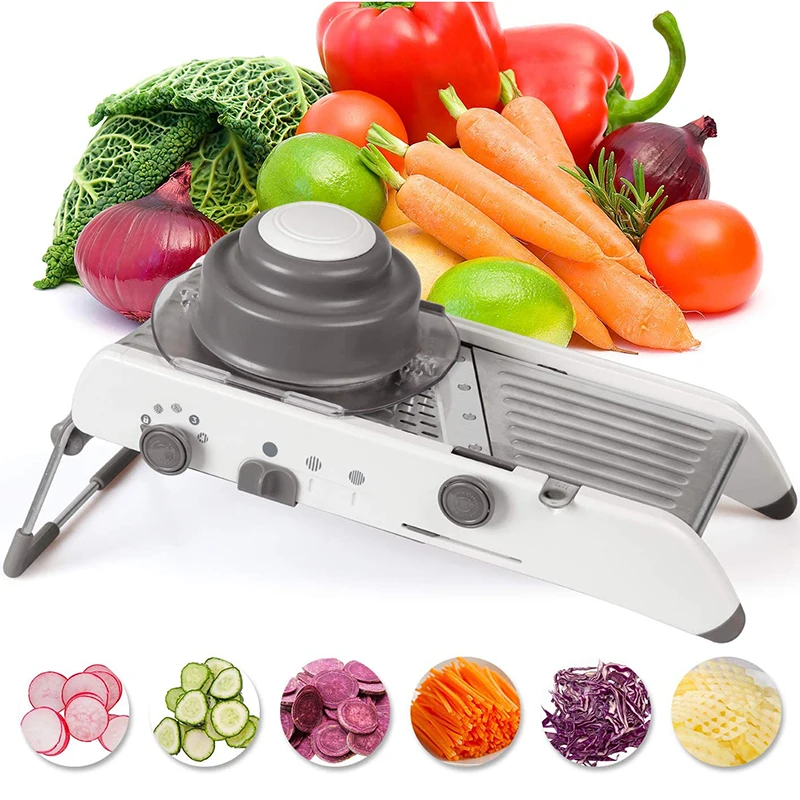 Mandoline Slicer - ステンレス製マンドリンスライサー、内蔵調整可能な刃付き野菜ジュリアンカッター - キッチンツール