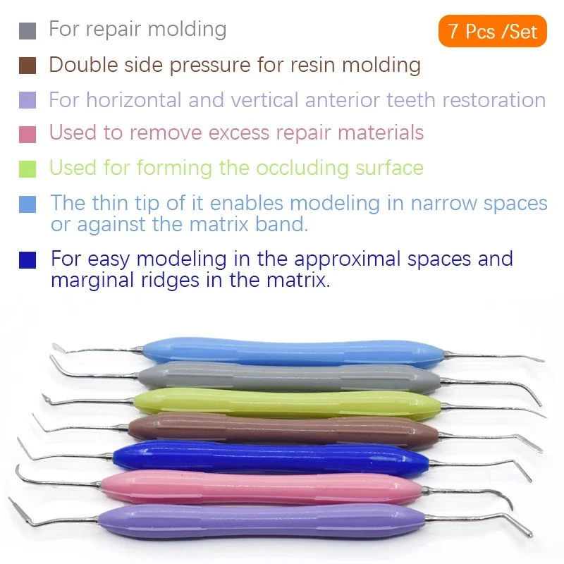 Silicone Spatula Set - プロフェッショナルLM Arte歯科キット - シリコンハンドル付きコンポジット充填器具、審美修復用レジンスパチュラ