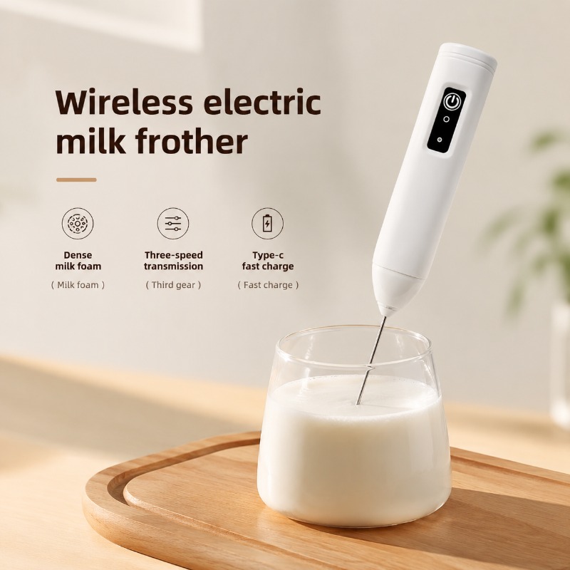 Quirky Kitchen Gadgets - 電動ミルク泡立て器 + エッグビーター ワイヤレス Type-C 充電