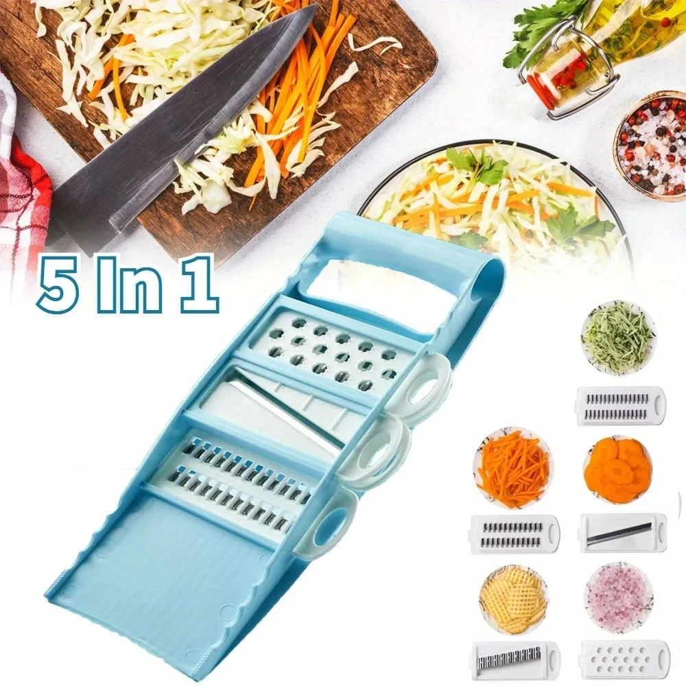 Mandoline Slicer - 5 in 1多機能野菜チョッパー、玉ねぎチョッパー、フードチョッパー、キッチンマンドリンスライサー、野菜ダイサー、カッター