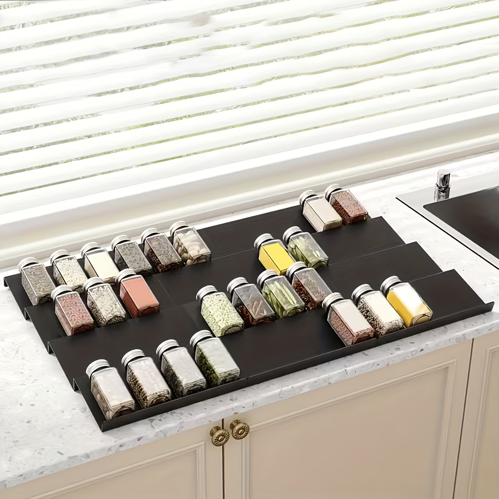 Kitchen Gadgets Rack - 6個入り拡張可能なスパイス引き出しオーガナイザー、耐久性のあるプラスチック製キャビネット＆棚収納ラック（キッチン、作業場、パントリー用）