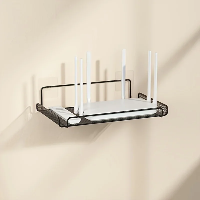 Kitchen Gadgets Rack - ステンレス製ルーターシェルフ 穴あけ不要 WiFi 壁掛けルーター収納オーガナイザー ホーム バスルーム