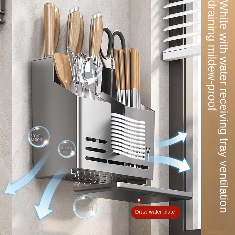 ステンレス製包丁ホルダー、ラック、壁掛けカッター、箸ケージ、 - Kitchen Gadgets Rack のレビューと価格