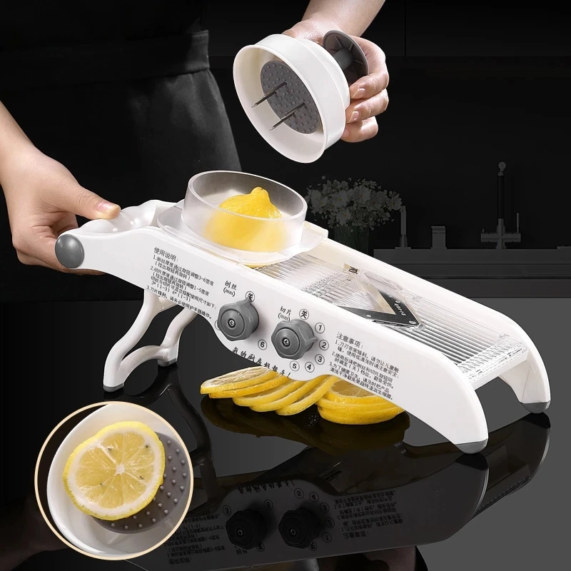 多機能レモンスライサー野菜おろし金バスケット付き、Vブレード - Mandoline Slicer のレビューと価格