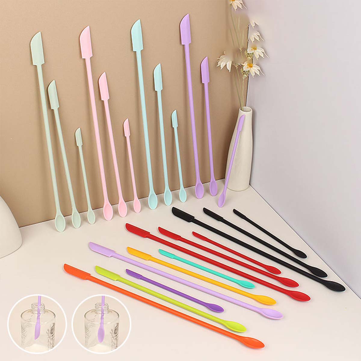 3 個の両端シリコン製メイクアップスパチュラセット、小中大サ - Silicone Spatula Set のレビューと価格