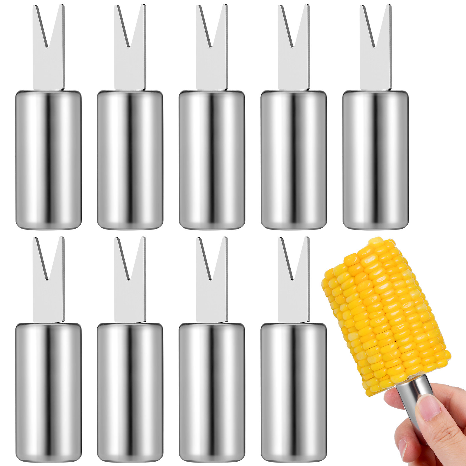 10本セット ステンレス製コーンフォーク 丈夫で安全なパーテ - Kitchen Gadgets Home Party のレビューと価格