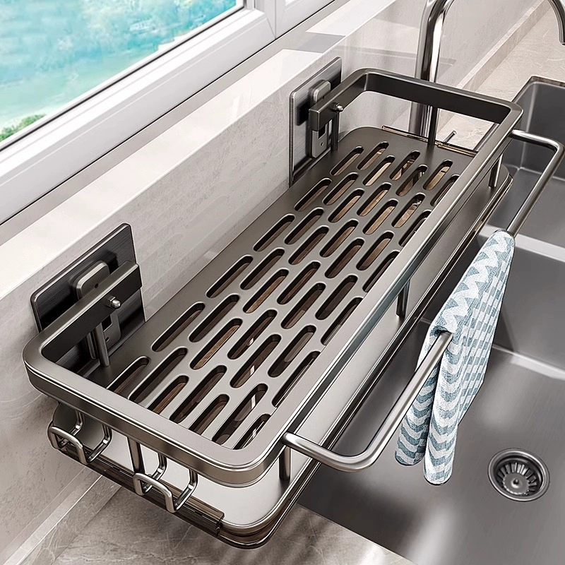 多機能キッチン棚、乾燥ラック、モップ収納、穴あけ不要の壁掛け - Kitchen Gadgets Rack のレビューと価格