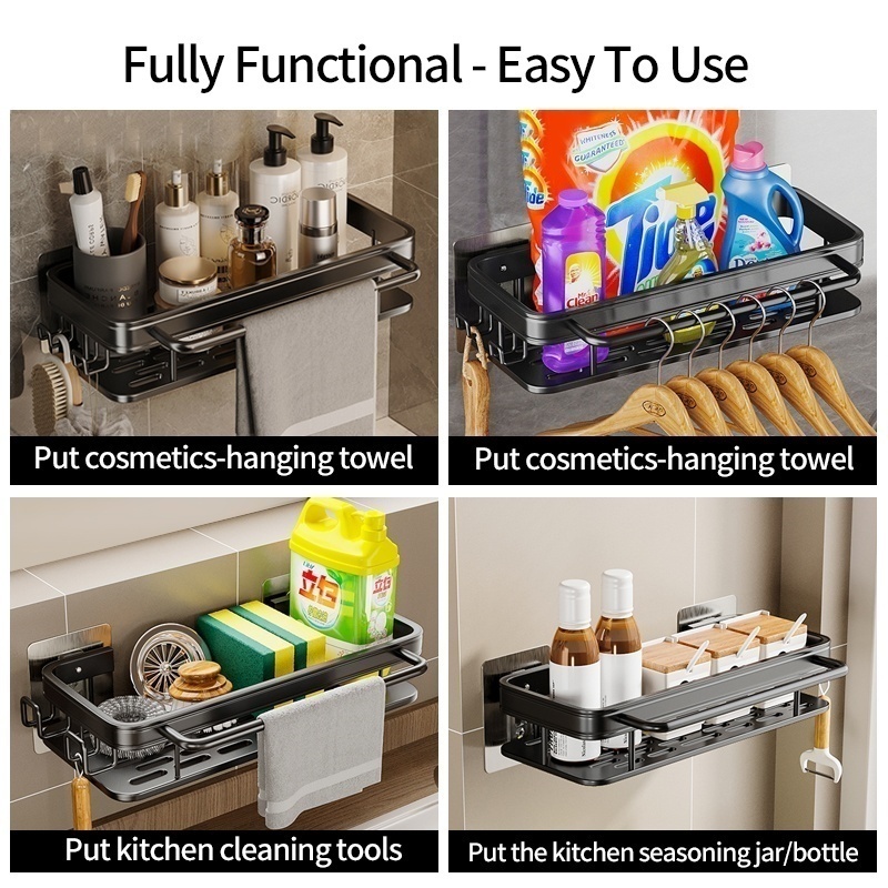 多機能キッチン棚、乾燥ラック、モップ収納、穴あけ不要の壁掛け - Kitchen Gadgets Rack のレビューと価格