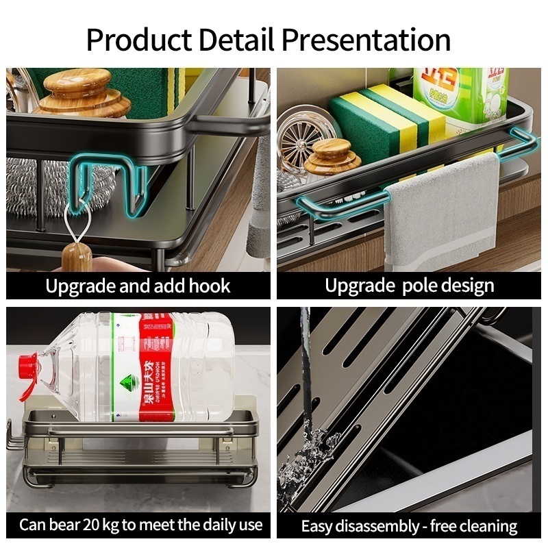 多機能キッチン棚、乾燥ラック、モップ収納、穴あけ不要の壁掛け - Kitchen Gadgets Rack のレビューと価格