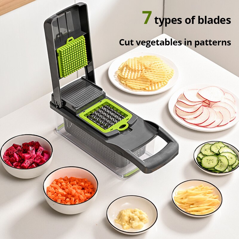 1個グリーンブラック12インチ1多機能野菜スライサーカッター - Mandoline Slicer のレビューと価格