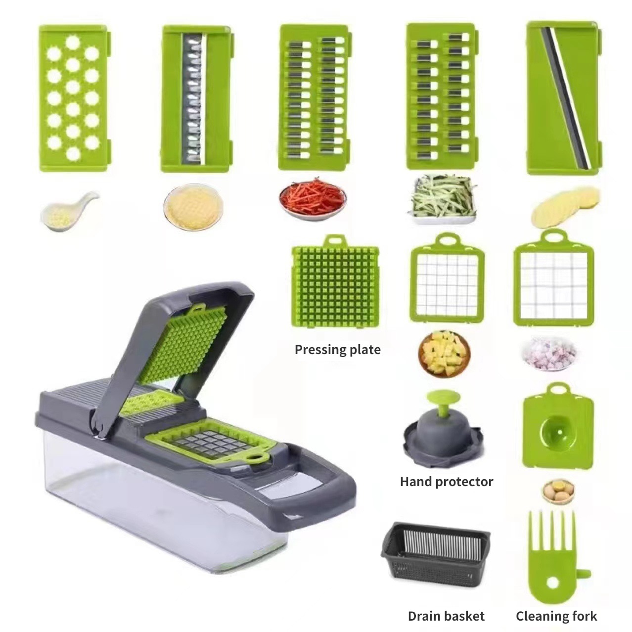 1個グリーンブラック12インチ1多機能野菜スライサーカッター - Mandoline Slicer のレビューと価格