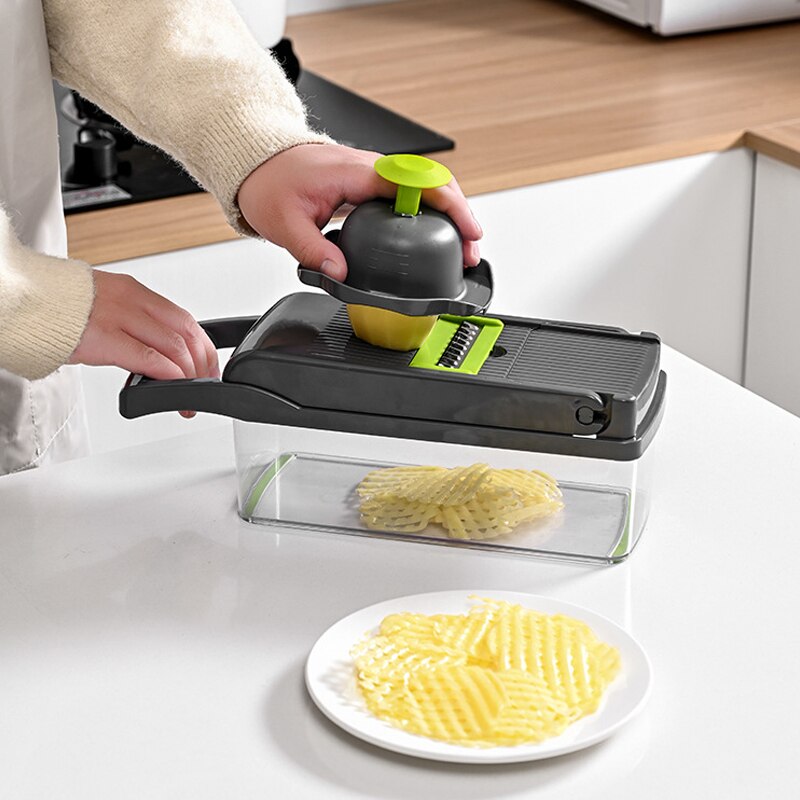 1個グリーンブラック12インチ1多機能野菜スライサーカッター - Mandoline Slicer のレビューと価格