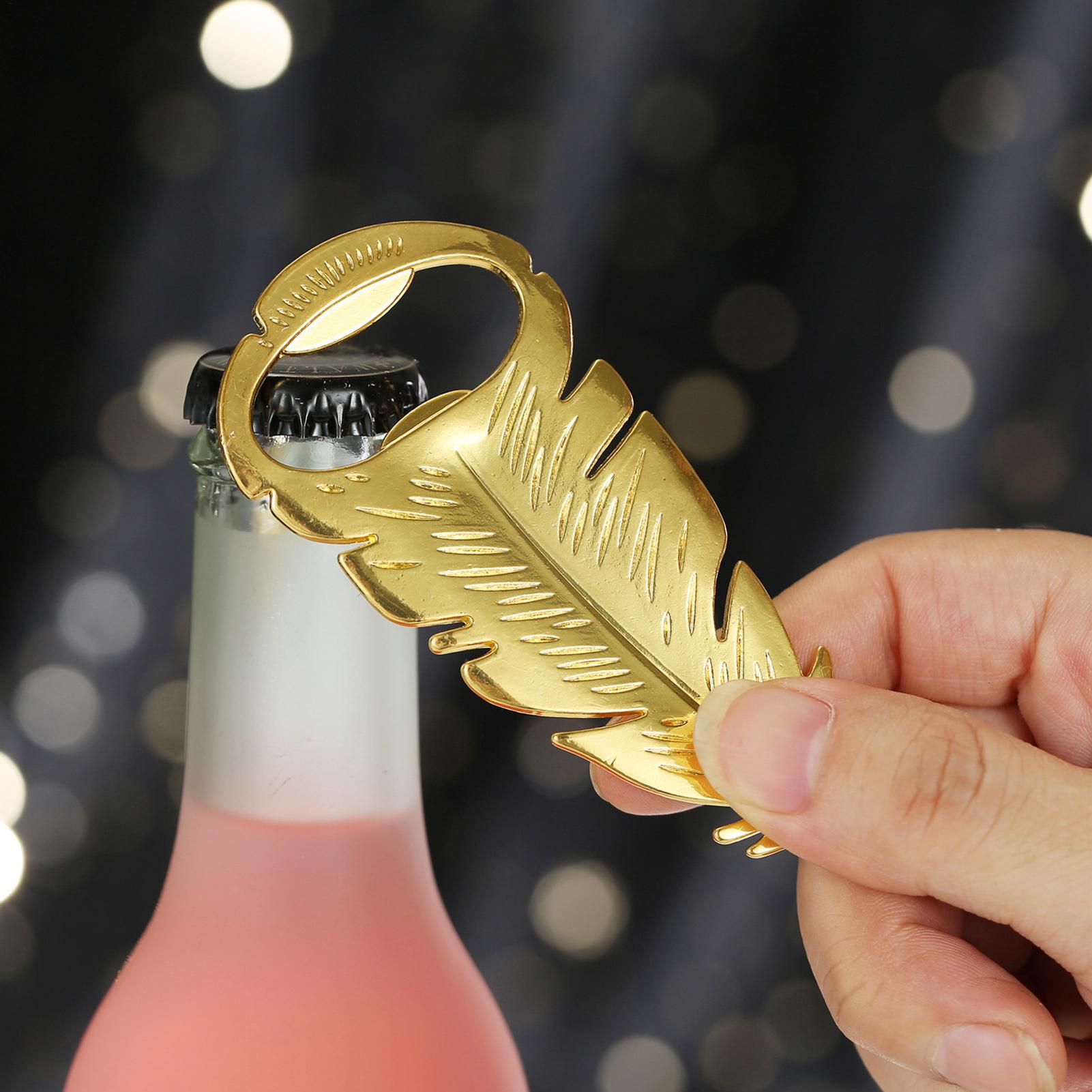 ビールボトルオープナー ゴールドフェザーシェイプキャップリム - Kitchen Gadgets Home Party のレビューと価格