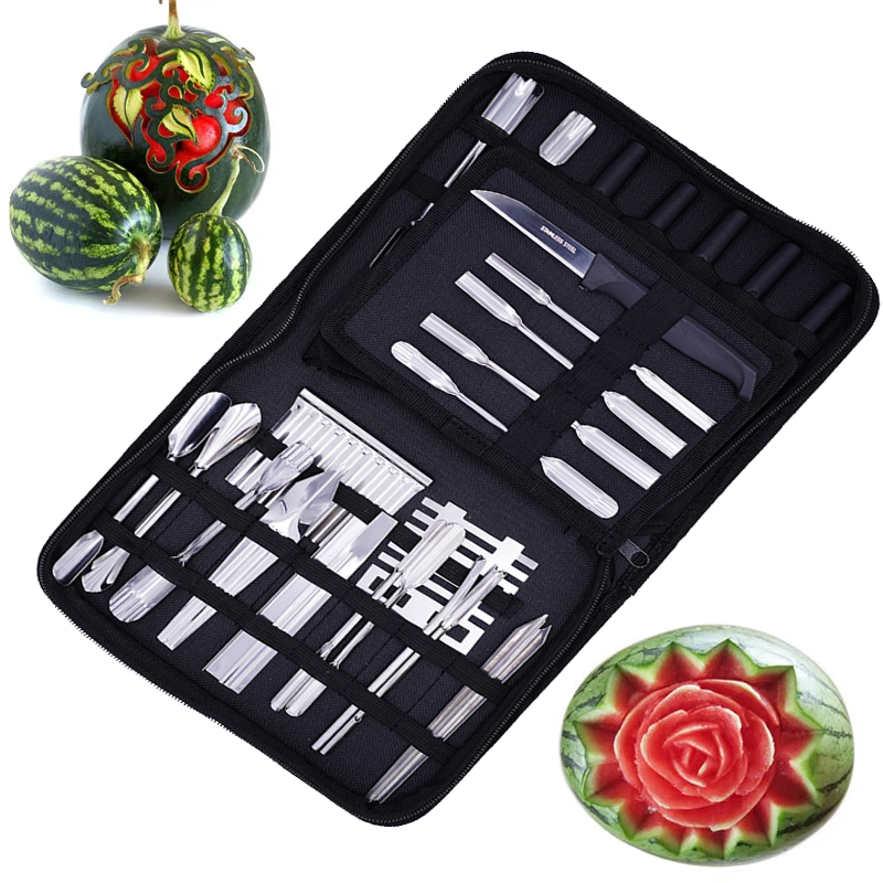 46 ピース/セット野菜果物調理彫刻ツール耐久性のあるステン - Kitchen Gadgets Smart のレビューと価格