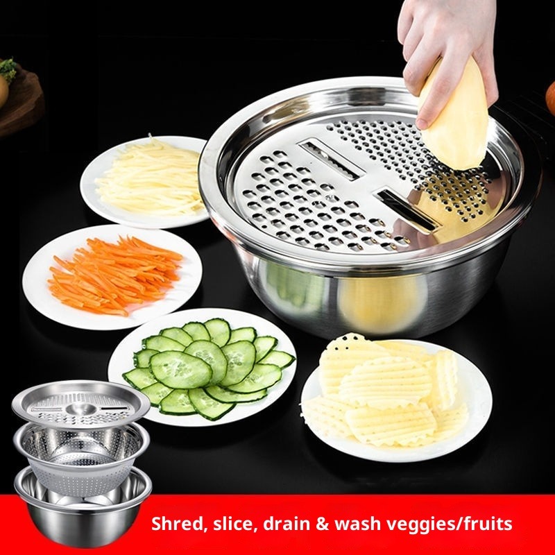 新しい3個セットのステンレス製多機能キッチンおろし金セット、 - Mandoline Slicer のレビューと価格