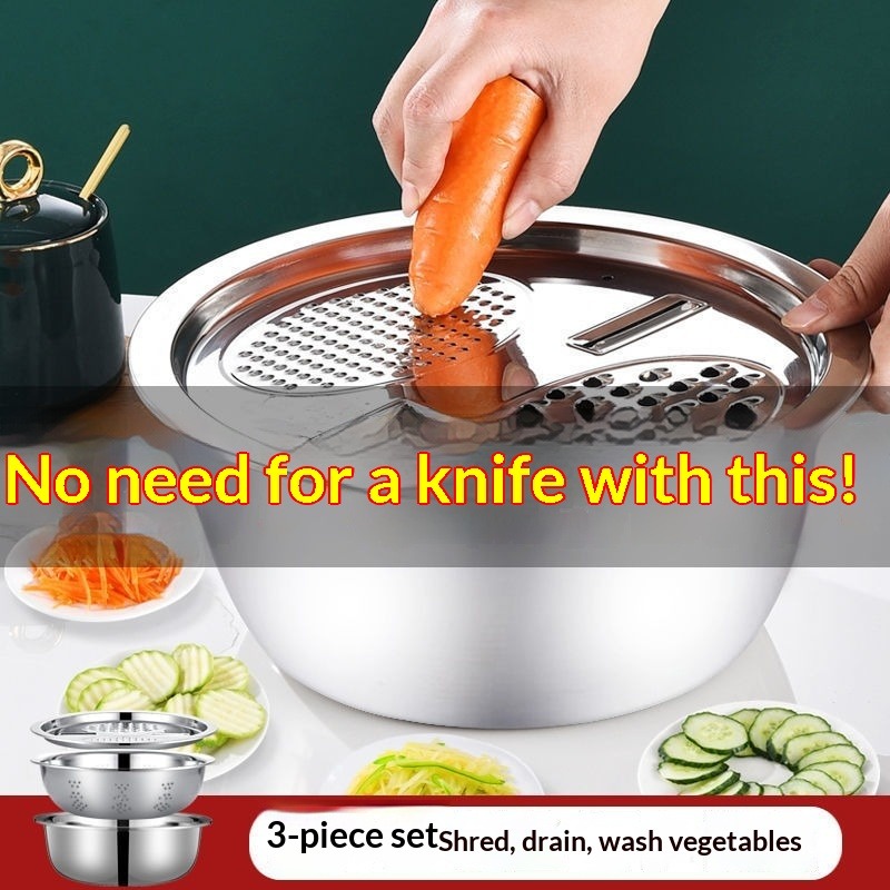 新しい3個セットのステンレス製多機能キッチンおろし金セット、 - Mandoline Slicer のレビューと価格