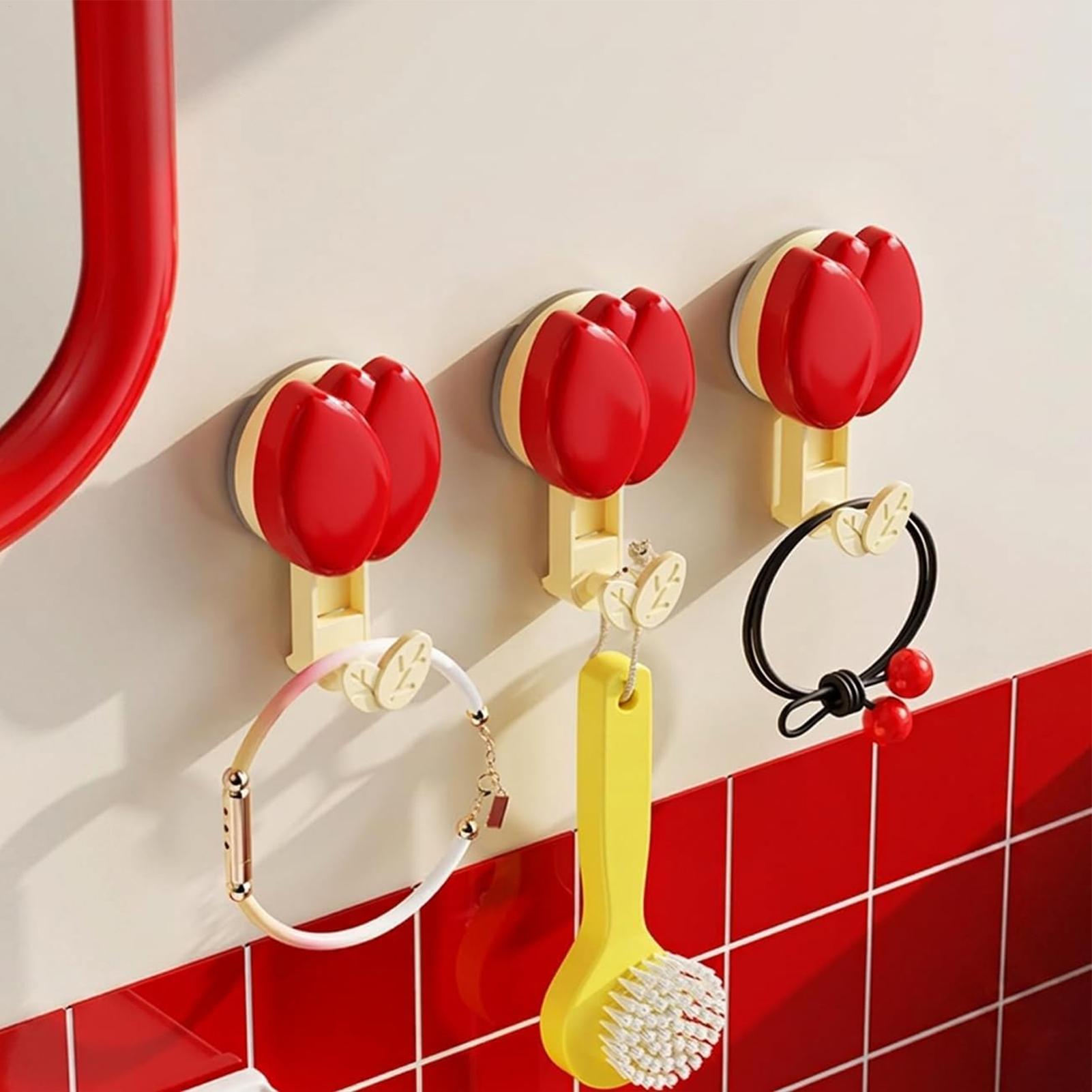 3個セット 花型吸盤フック 穴あけ不要 シャワータオルフック - Kitchen Gadgets Rack のレビューと価格