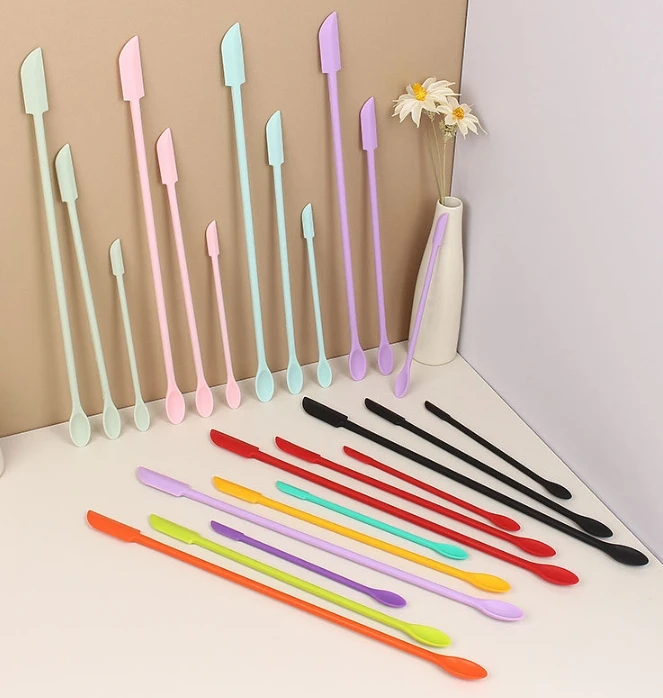 長い柄の耐熱シリコンスパチュラ,両端スクレーパーとスプーン, - Silicone Spatula Set のレビューと価格