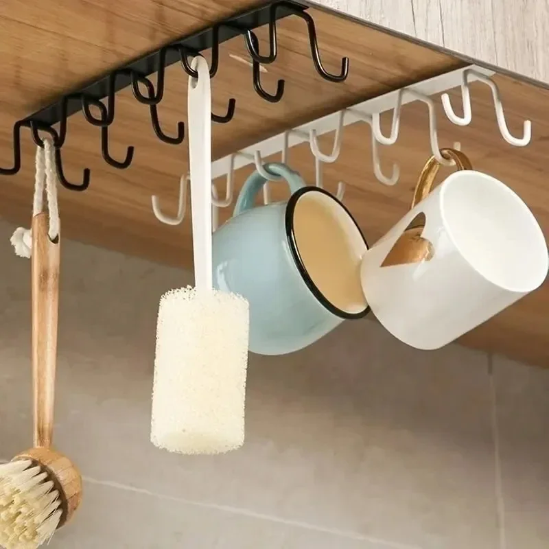 新しい1個穴なしキッチンフックラック、鉄製2列フック吊り下げ - Kitchen Gadgets Rack のレビューと価格