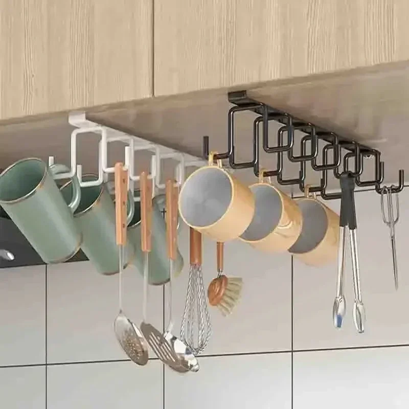 新しい1個穴なしキッチンフックラック、鉄製2列フック吊り下げ - Kitchen Gadgets Rack のレビューと価格