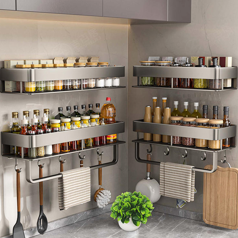 アルミ製キッチンラック キッチン棚 トイレ収納 穴あけ不要  - Kitchen Gadgets Rack のレビューと価格