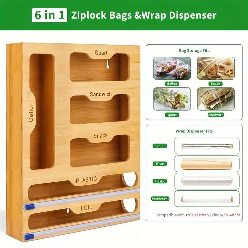 キッチン収納棚プラスチックラップディスペンサーカッター竹ジッ - Kitchen Gadgets Rack のレビューと価格