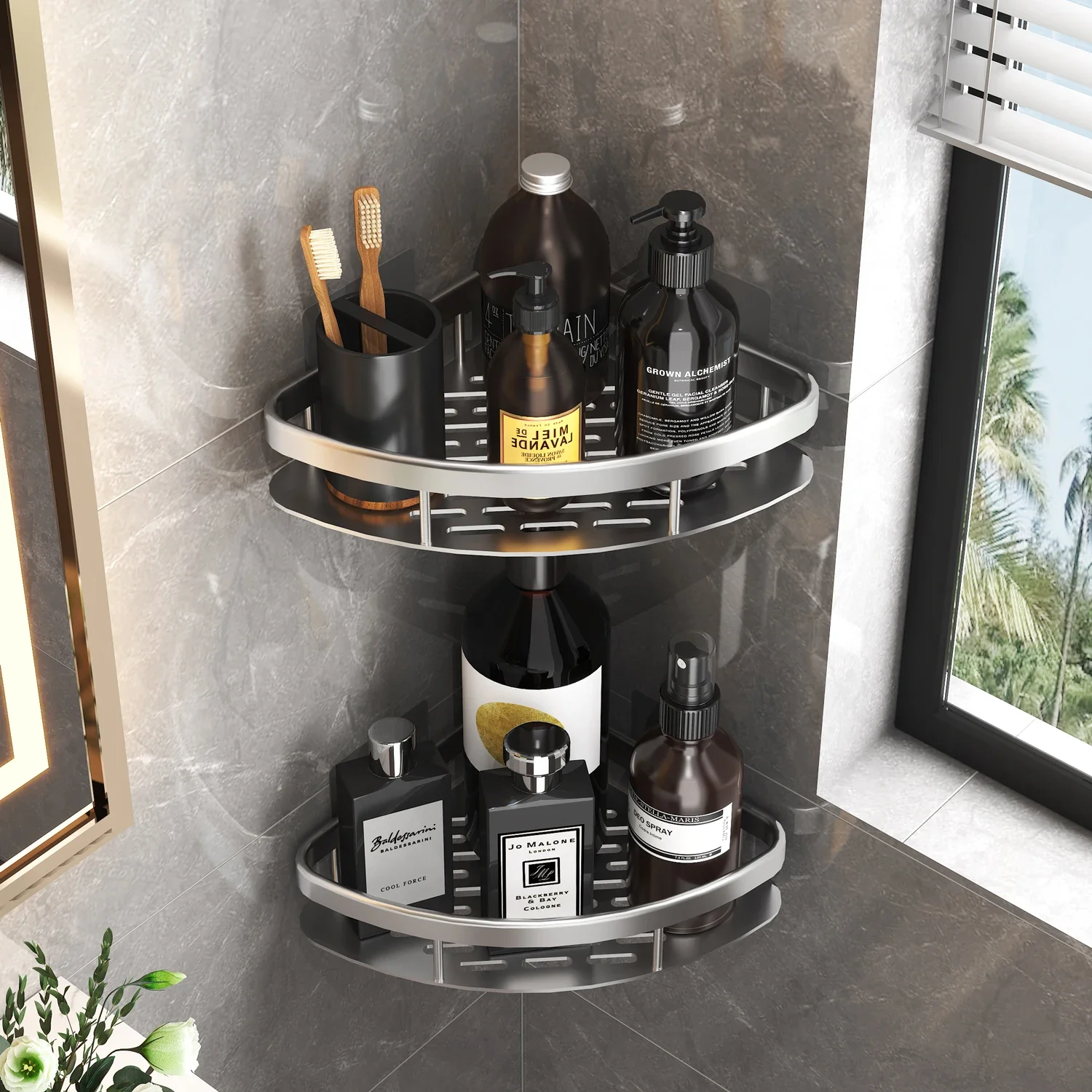 バスルームの棚キッチン収納オーガナイザーアルミ合金シャンプー - Kitchen Gadgets Rack のレビューと価格